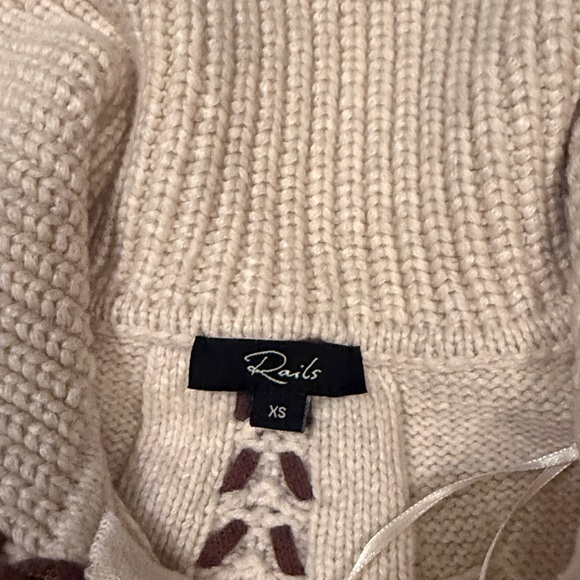 Rails Cream and Brown Cable Knit Cardigan - Picture 2 of 4